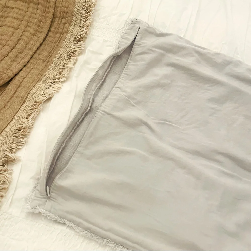 Casaluna Standard Size Pillow Sham Heavyweight Linen Blend Raw Edge Gray